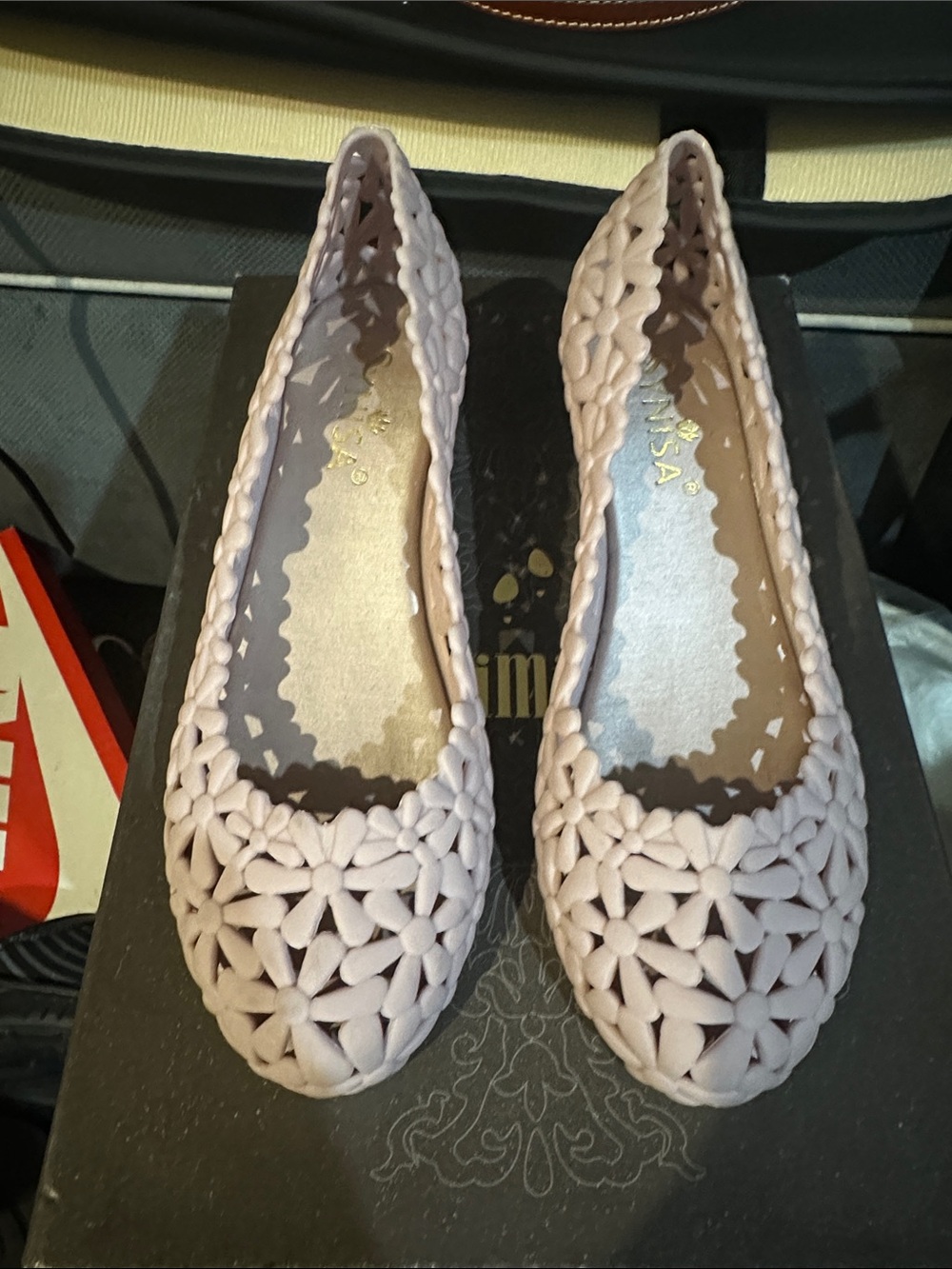 Women's Blush Pink Floral Cutout Slip-On Flats